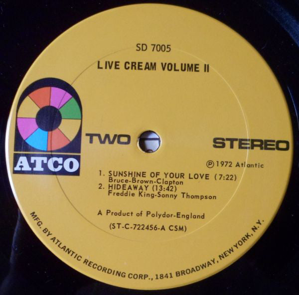 Cream (2) : Live Cream Volume II (LP, Album, CSM)