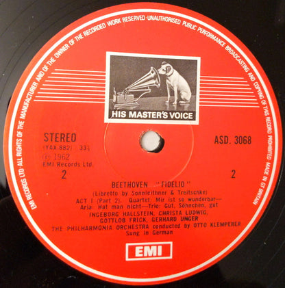 Ludwig van Beethoven, Christa Ludwig, Jon Vickers, Gottlob Frick, Walter Berry, Philharmonia Orchestra And Philharmonia Chorus Conducted By Otto Klemperer : Fidelio (3xLP, RP + Box, RE)