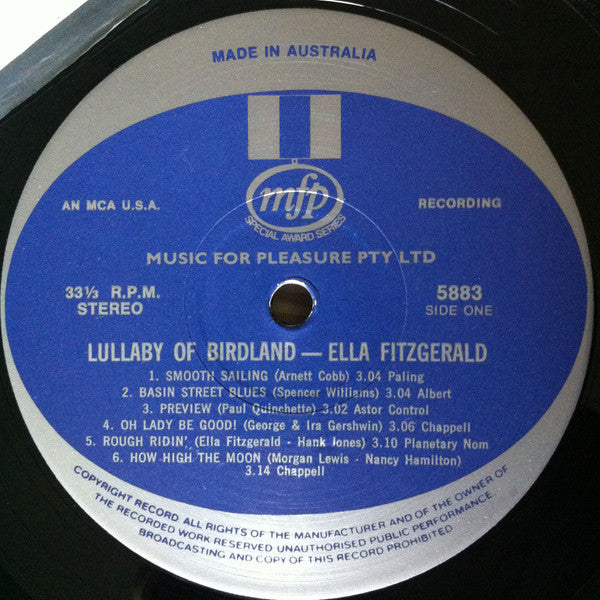 Ella Fitzgerald : Lullaby Of Birdland (LP, Album)