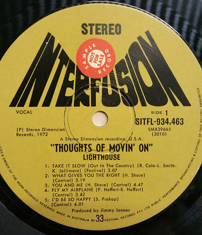 Lighthouse (2) : Thoughts Of Movin' On (LP, Album)
