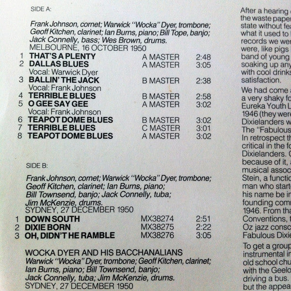 Frank Johnson's Fabulous Dixielanders : 1950 (LP, Comp, Mono, RE)