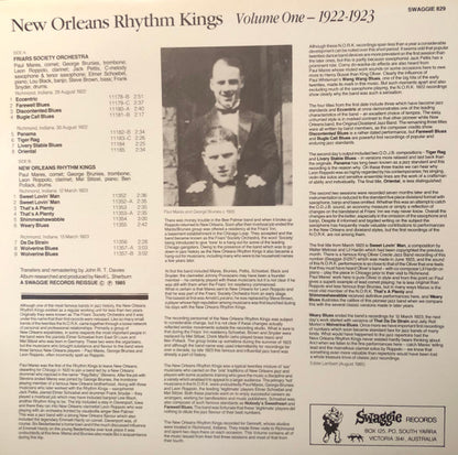 New Orleans Rhythm Kings : Volume One - 1922-1923 (LP, Comp)
