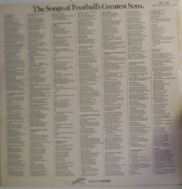Mike Brady (3) : Mike Brady Presents: The Songs Of Football's Greatest Sons (LP, Album)