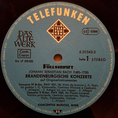 Johann Sebastian Bach – Concentus Musicus Wien : Brandenburgische Konzerte 1-6 (2xLP + Box)
