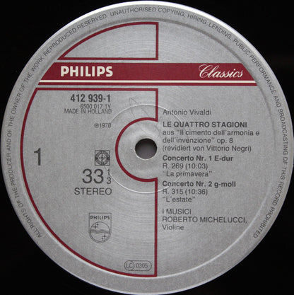 Vivaldi* - Roberto Michelucci / I Musici : Die Vier Jahreszeiten (LP, Album)