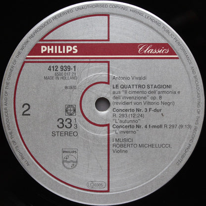 Vivaldi* - Roberto Michelucci / I Musici : Die Vier Jahreszeiten (LP, Album)