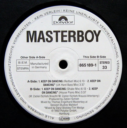 Masterboy : Keep On Dancing (12")