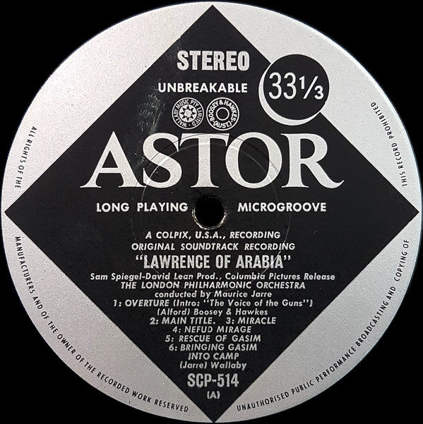 Maurice Jarre, London Philharmonic Orchestra : Original Soundtrack Recording:  Lawrence Of Arabia (LP, Album)