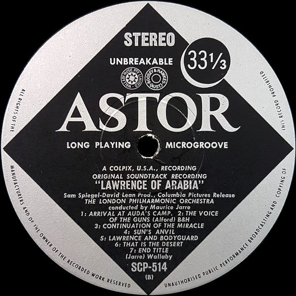 Maurice Jarre, London Philharmonic Orchestra : Original Soundtrack Recording:  Lawrence Of Arabia (LP, Album)