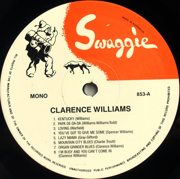 Clarence Williams : A Selection Of His Rare Recordings Volume One 1927-1930 (LP, Album, Comp, Mono)