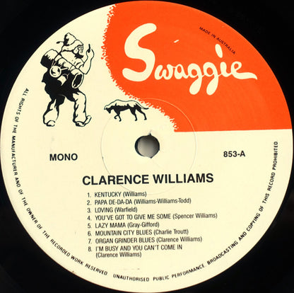 Clarence Williams : A Selection Of His Rare Recordings Volume One 1927-1930 (LP, Album, Comp, Mono)