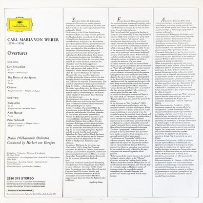 Carl Maria von Weber, Berliner Philharmoniker ∙ Herbert von Karajan : Overtures (LP)