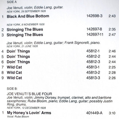Joe Venuti & Eddie Lang : 1926-1930 (LP, Album, Comp, Mono)