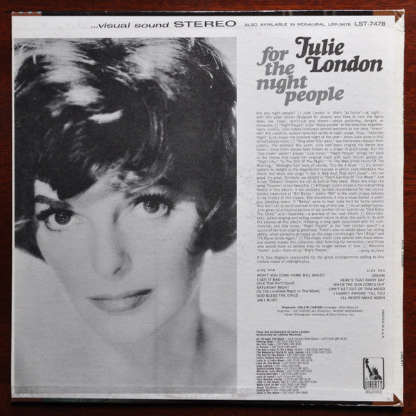 Julie London : For The Night People (LP, Album, RP)