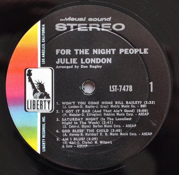 Julie London : For The Night People (LP, Album, RP)