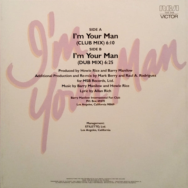 Barry Manilow : I'm Your Man (12")