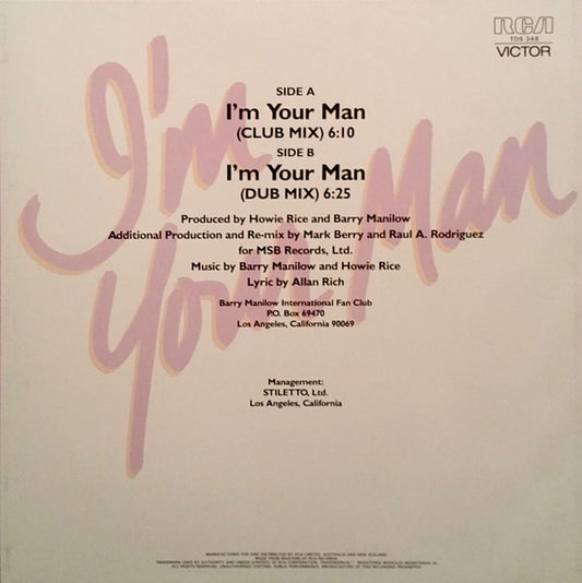 Barry Manilow : I'm Your Man (12")