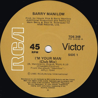 Barry Manilow : I'm Your Man (12")