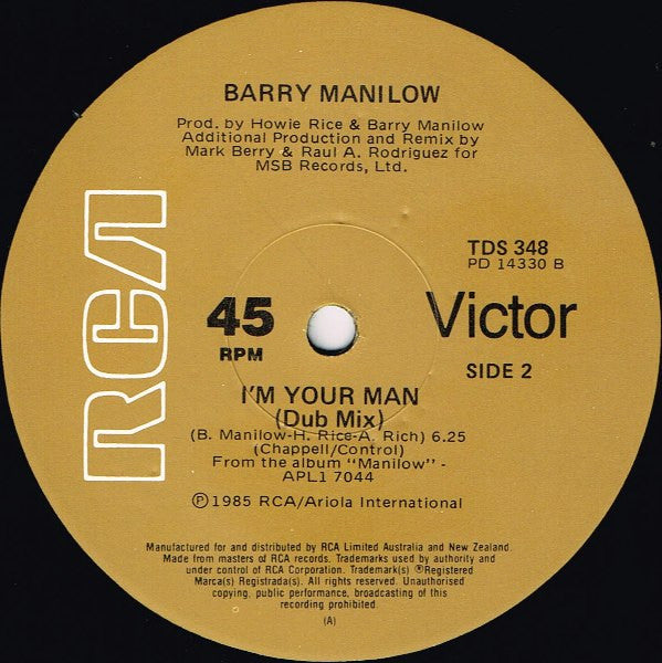 Barry Manilow : I'm Your Man (12")