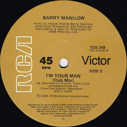 Barry Manilow : I'm Your Man (12")