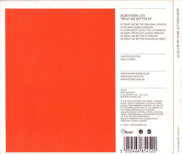 Northern Lite : Treat Me Better EP (CD, EP, Enh, Ltd)