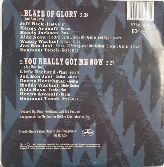 Jon Bon Jovi : Blaze Of Glory (7", Single)