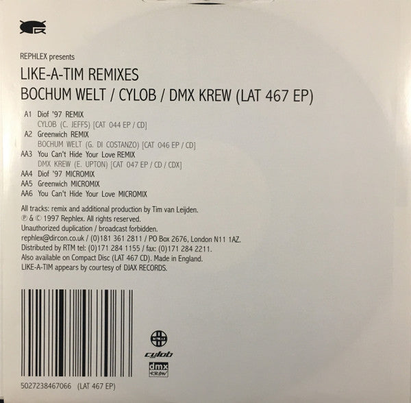 Bochum Welt / Cylob / DMX Krew : Like-A-Tim Remixes (12", EP)