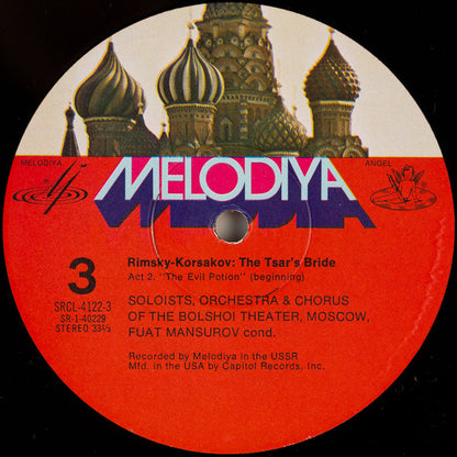 Nikolai Rimsky-Korsakov - Galina Vishnevskaya, Ирина Архипова, Vladimir Atlantov, Evgeny Nesterenko, Bolshoi Theatre Orchestra & Chorus Of The Bolshoi Theatre, Фуат Мансуров : The Tsar's Bride (3xLP, RE, Win + Box)
