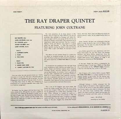 The Ray Draper Quintet Featuring John Coltrane : The Ray Draper Quintet Featuring John Coltrane (LP, Album, Mono, RE)