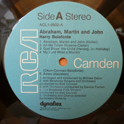 Harry Belafonte : Abraham, Martin And John (LP, Album)