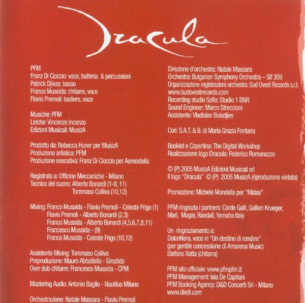 Premiata Forneria Marconi : Dracula - Opera Rock (CD, Album)
