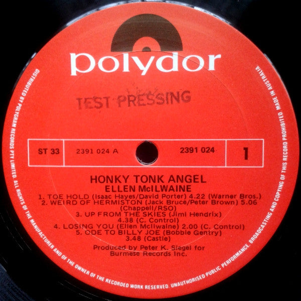Ellen McIlwaine : Honky Tonk Angel (LP, Album)