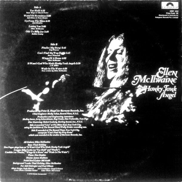 Ellen McIlwaine : Honky Tonk Angel (LP, Album)