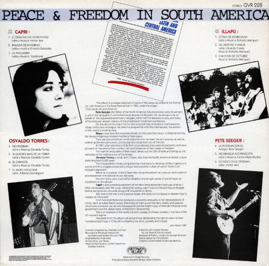 Pete Seeger, Illapu, Osvaldo Torres, Capri (10) : Peace & Freedom In South America  (LP, Comp)