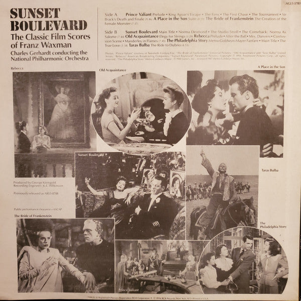 Franz Waxman / Charles Gerhardt, National Philharmonic Orchestra : Sunset Boulevard - The Classic Film Scores Of Franz Waxman (LP, Album, RE)