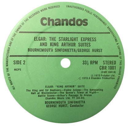 Sir Edward Elgar, Bournemouth Sinfonietta Conducted By George Hurst, Cynthia Glover, John Lawrenson : The Starlight Express Suite And King Arthur Suite (LP)