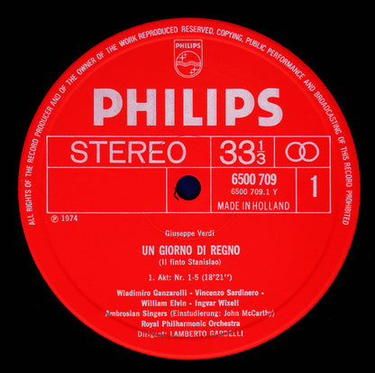 Giuseppe Verdi - Fiorenza Cossotto, Jessye Norman, Ingvar Wixell, José Carreras, Wladimiro Ganzarolli, Vicente Sardinero, The Ambrosian Singers, Royal Philharmonic Orchestra, Lamberto Gardelli : Un Giorno Di Regno (Il Finto Stanislao) (3xLP, Album + Box)