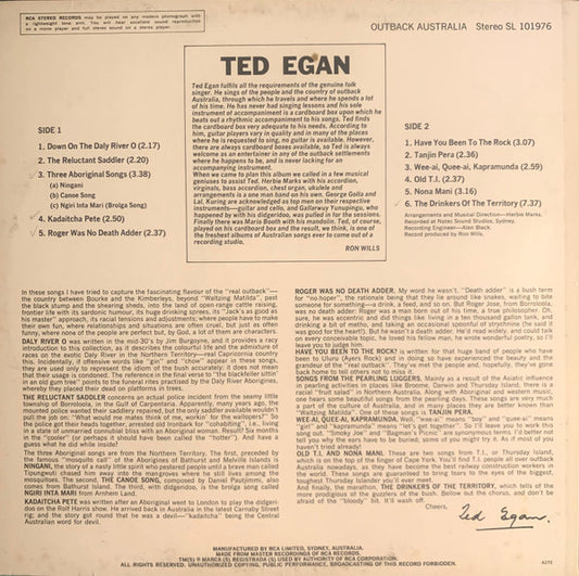 Ted Egan : Outback Australia (LP, RE)
