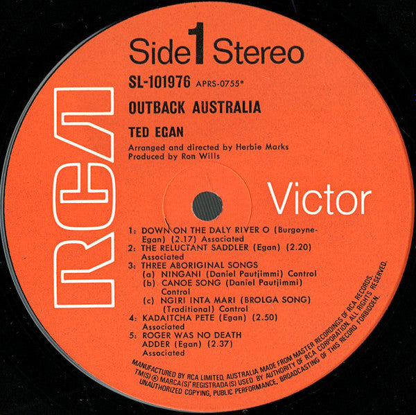 Ted Egan : Outback Australia (LP, RE)