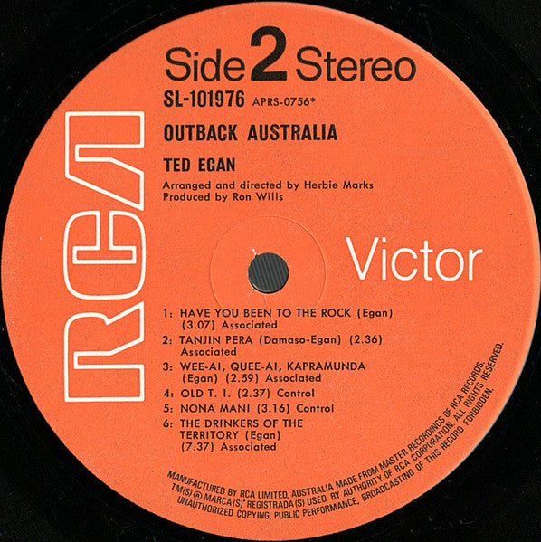 Ted Egan : Outback Australia (LP, RE)