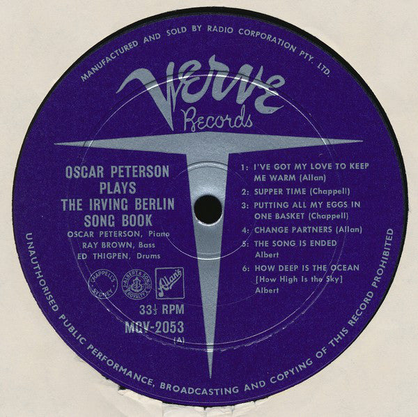 Oscar Peterson : Plays The Irving Berlin Song Book (LP, Album, Mono)