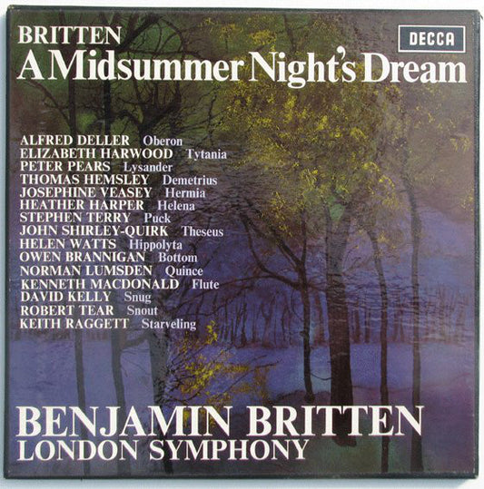 Benjamin Britten - Alfred Deller • Elizabeth Harwood • Peter Pears • Thomas Hemsley • Josephine Veasey • Heather Harper • Stephen Terry • John Shirley-Quirk • Helen Watts • Owen Brannigan • Norman Lumsden • Kenneth MacDonald • David Kelly (7) • Robert Tea : A Midsummer Night's Dream (3xLP, Album + Box)