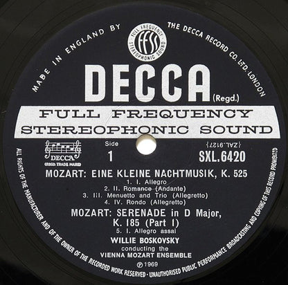 Wolfgang Amadeus Mozart, Wiener Mozart Ensemble ∙ Willi Boskovsky : Serenades Volume 3 (Eine Kleine Nachtmusik K525 ∙ Serenade K185) (LP)
