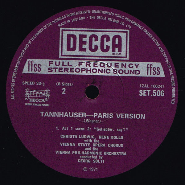 Wagner* - Vienna Philharmonic Orchestra*, Georg Solti : Tannhäuser (Paris Version) (Box + 4xLP)