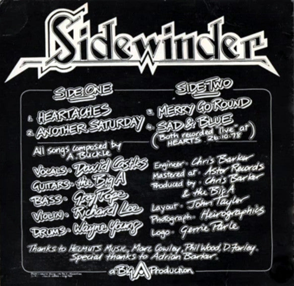 Sidewinder (16) : Heartaches (7", EP)