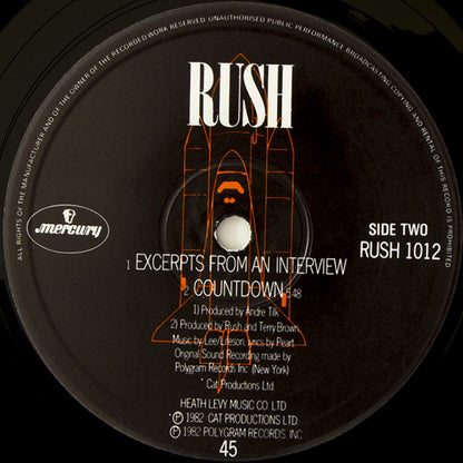 Rush : Countdown / New World Man / Spirit Of Radio (Live) (12", Single)