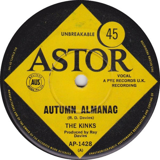 The Kinks : Autumn Almanac (7", Single)