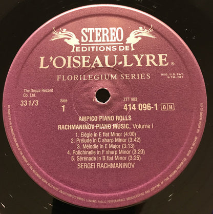Sergei Rachmaninoff : The Ampico Recordings Volume One (LP)