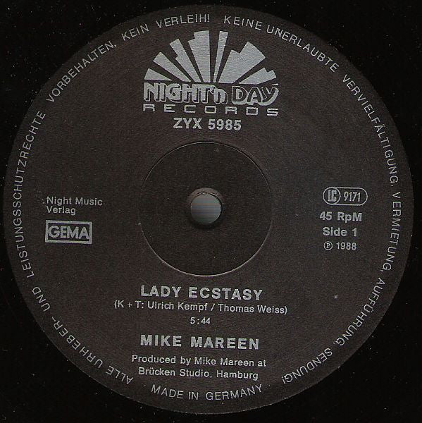Mike Mareen : Lady Ecstasy (12", Maxi)