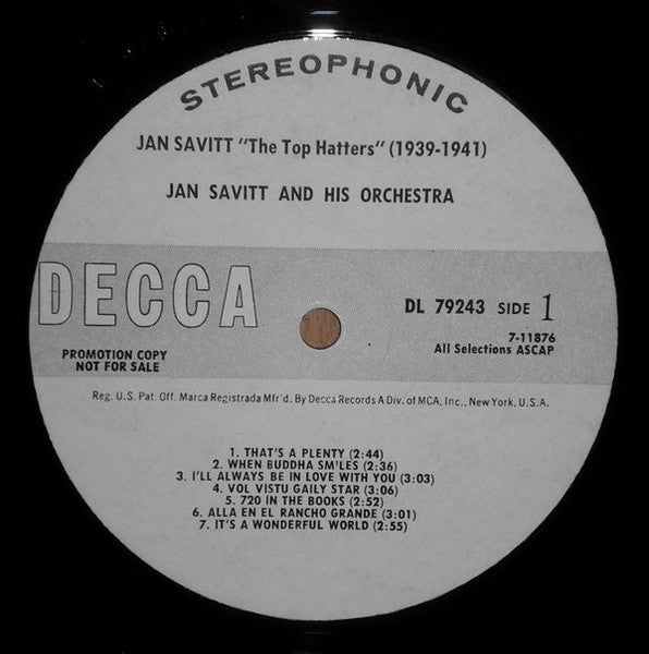 Jan Savitt And His Orchestra : The Top Hatters (1939-1941) (LP, Comp, Promo)